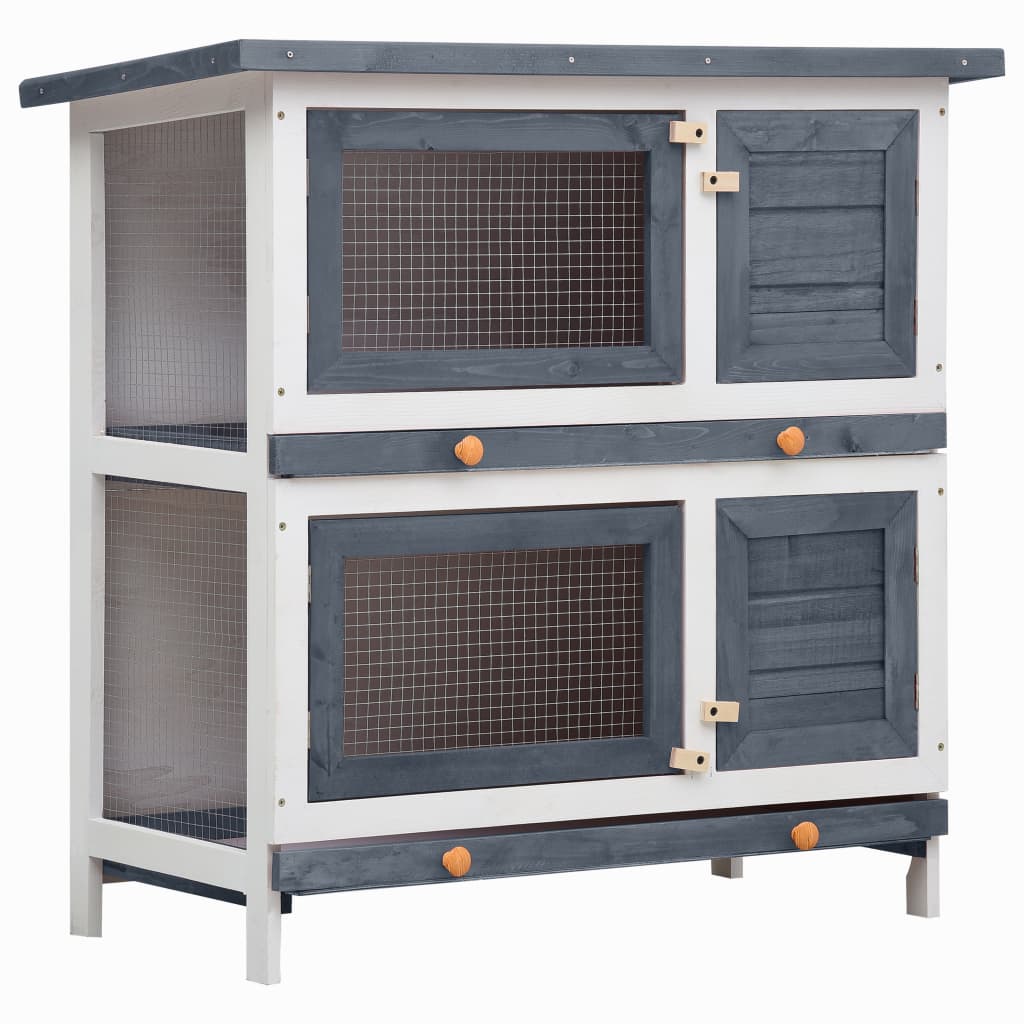 vidaXL Rabbit Hutch Bunny Cage Pet House for Small Animals Solid Pine Wood