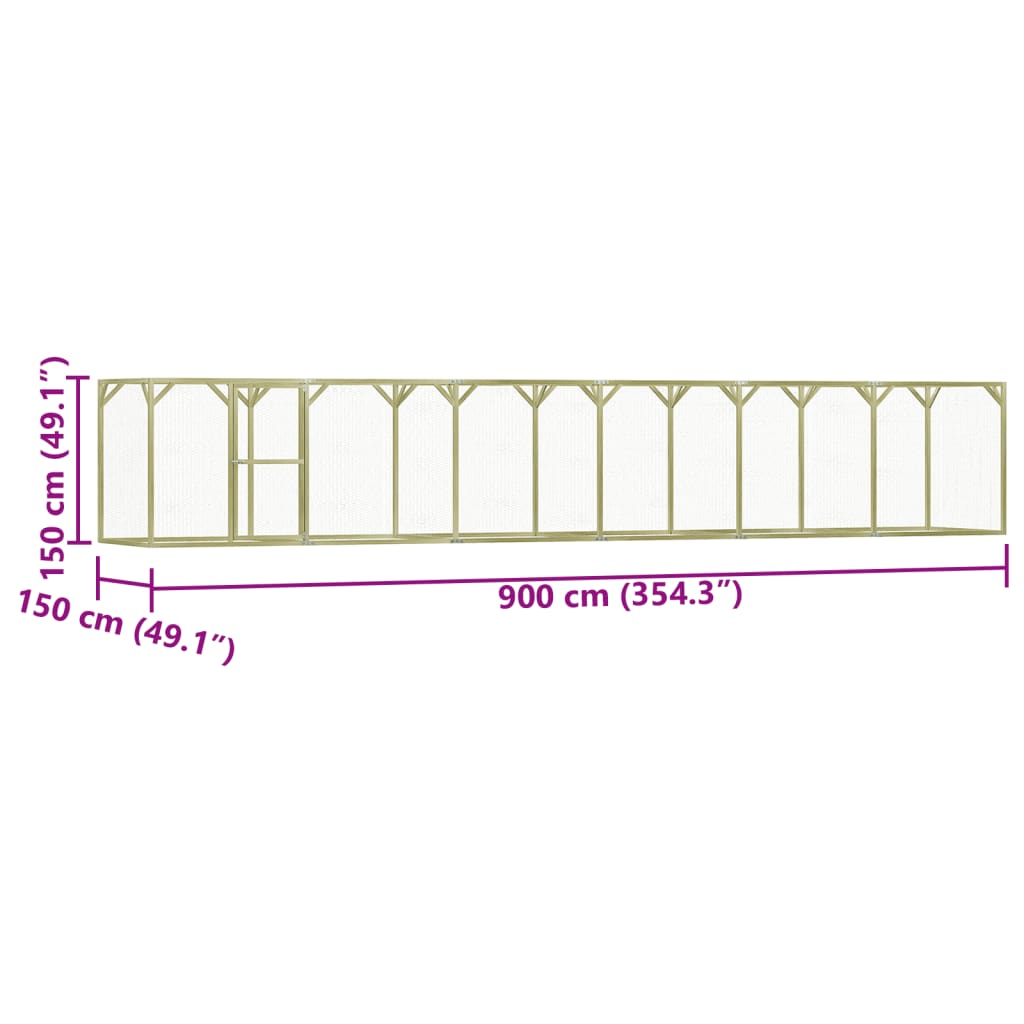 vidaXL Chicken Cage 29.5'x4.9'x4.9' Impregnated Wood Pine and Steel