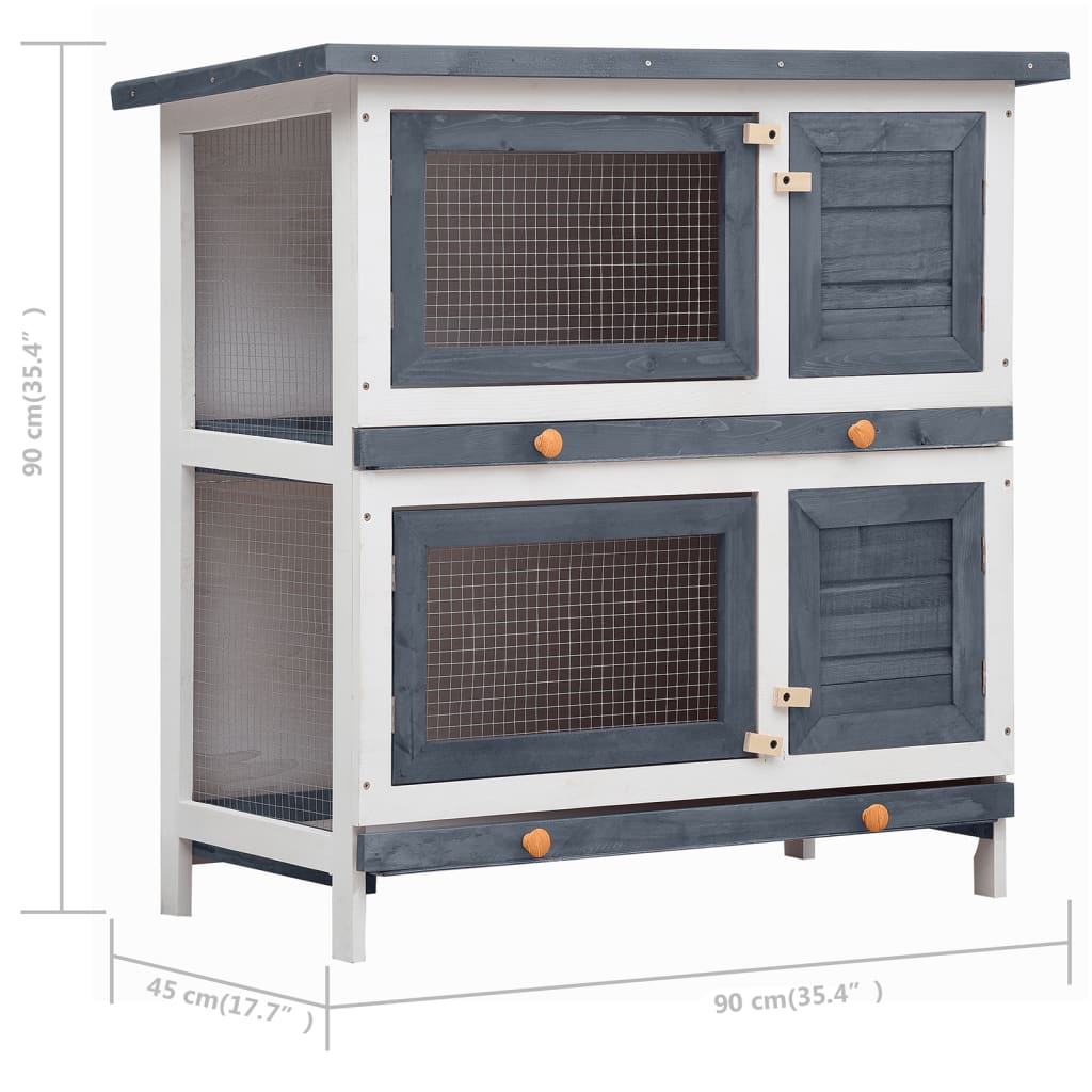vidaXL Rabbit Hutch Bunny Cage Pet House for Small Animals Solid Pine Wood
