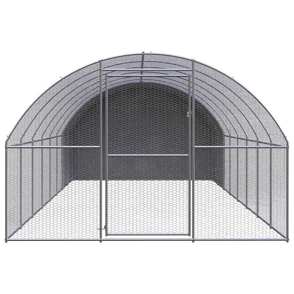 vidaXL Outdoor Chicken Coop 9.8'x26.2'x6.6' Galvanized Steel