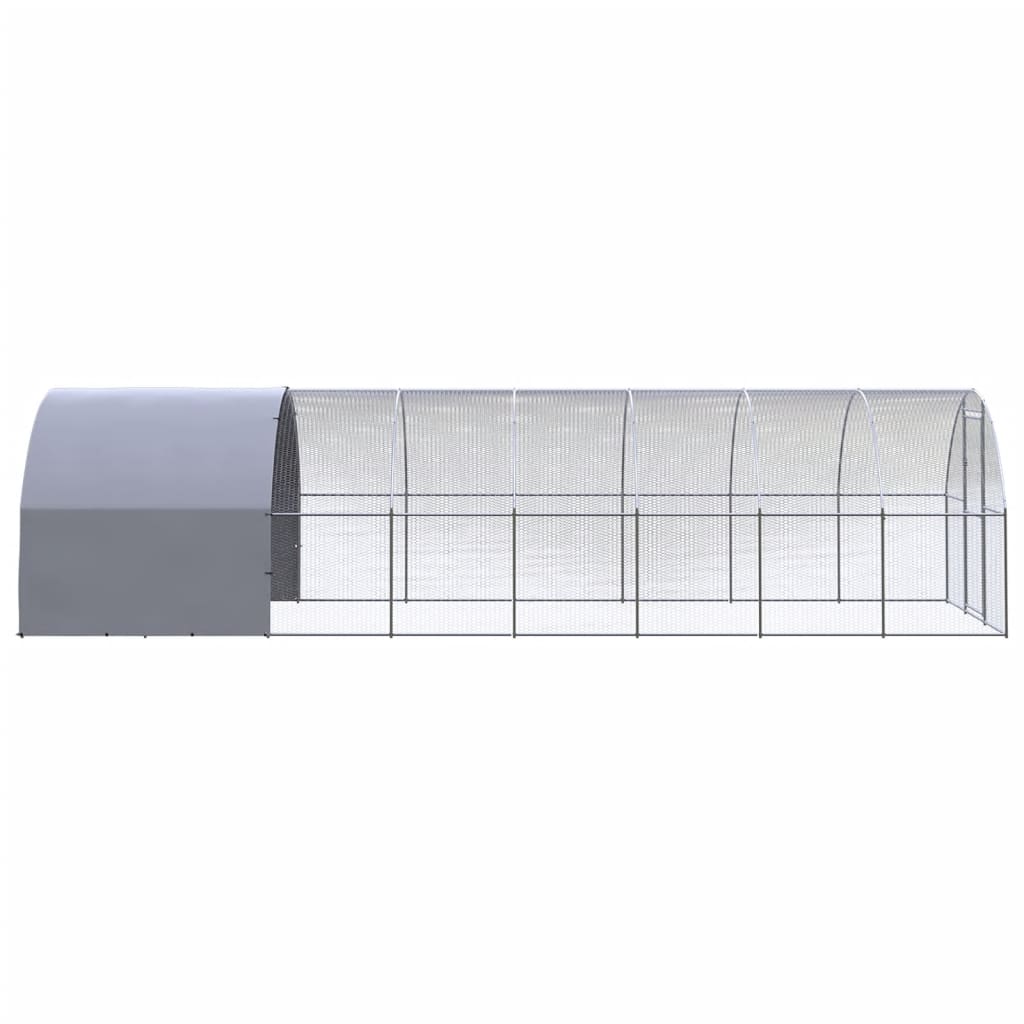 vidaXL Outdoor Chicken Coop 9.8'x26.2'x6.6' Galvanized Steel