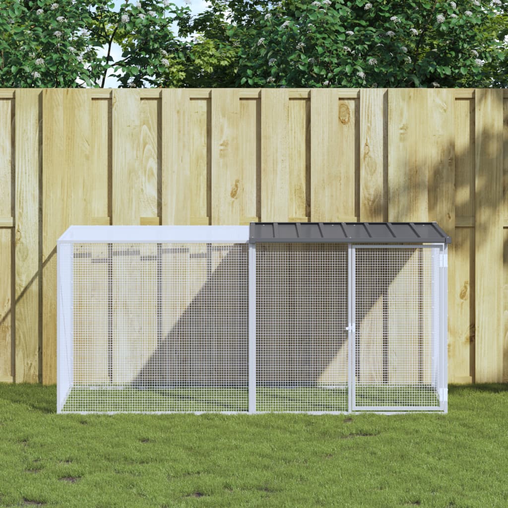 vidaXL Chicken Cage with Roof Metal Chicken Coop Animal House Galvanized Steel