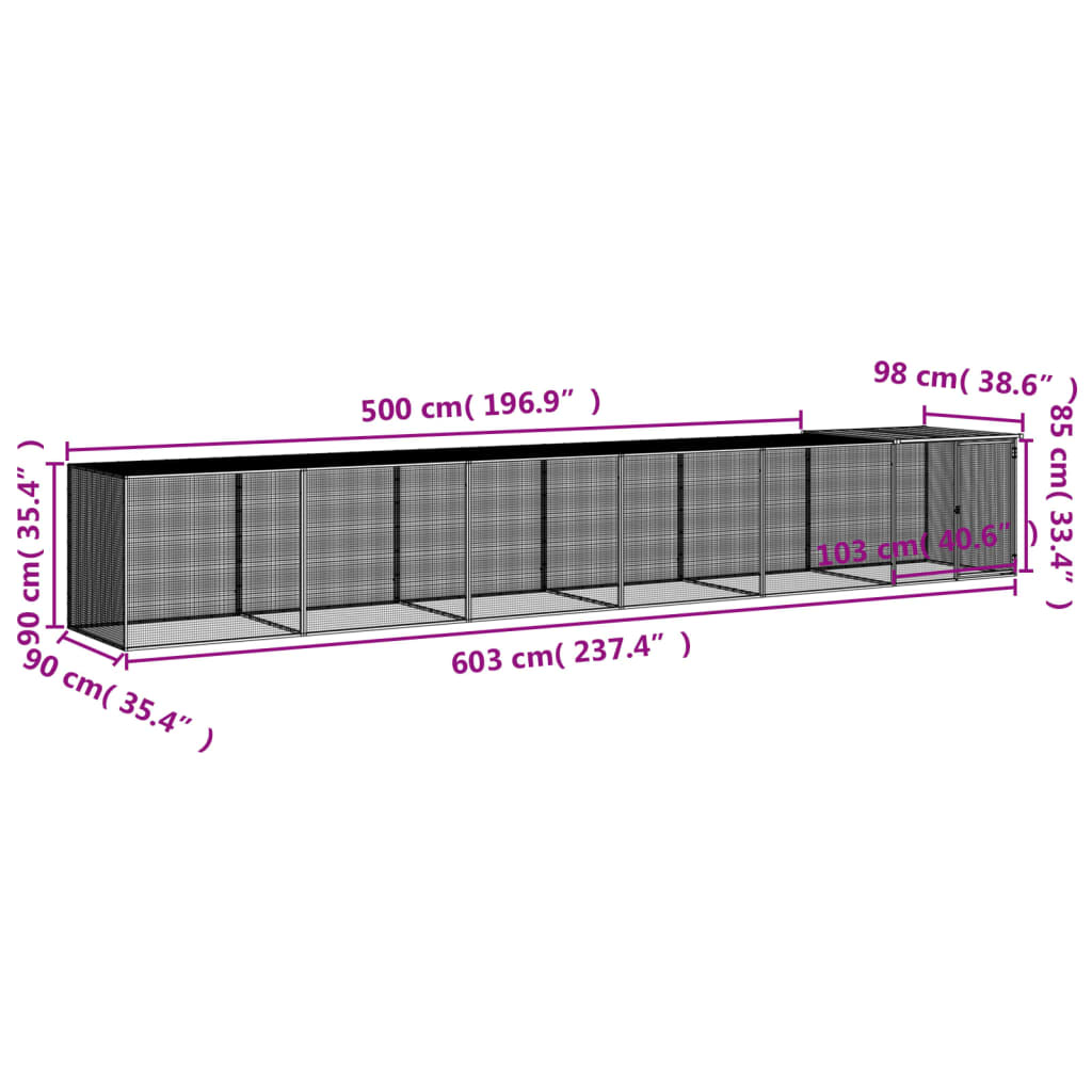 vidaXL Chicken Cage with Roof Metal Chicken Coop Animal House Galvanized Steel