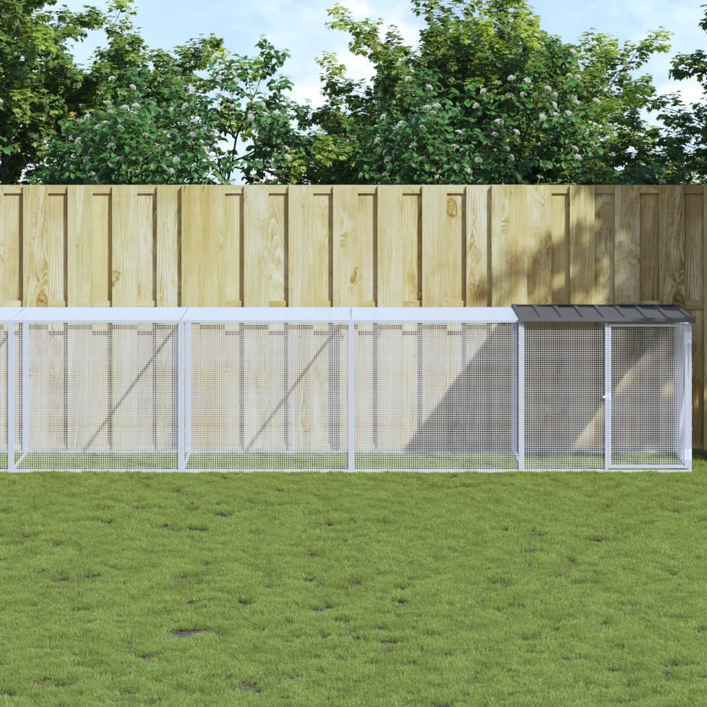 vidaXL Chicken Cage with Roof Metal Chicken Coop Animal House Galvanized Steel