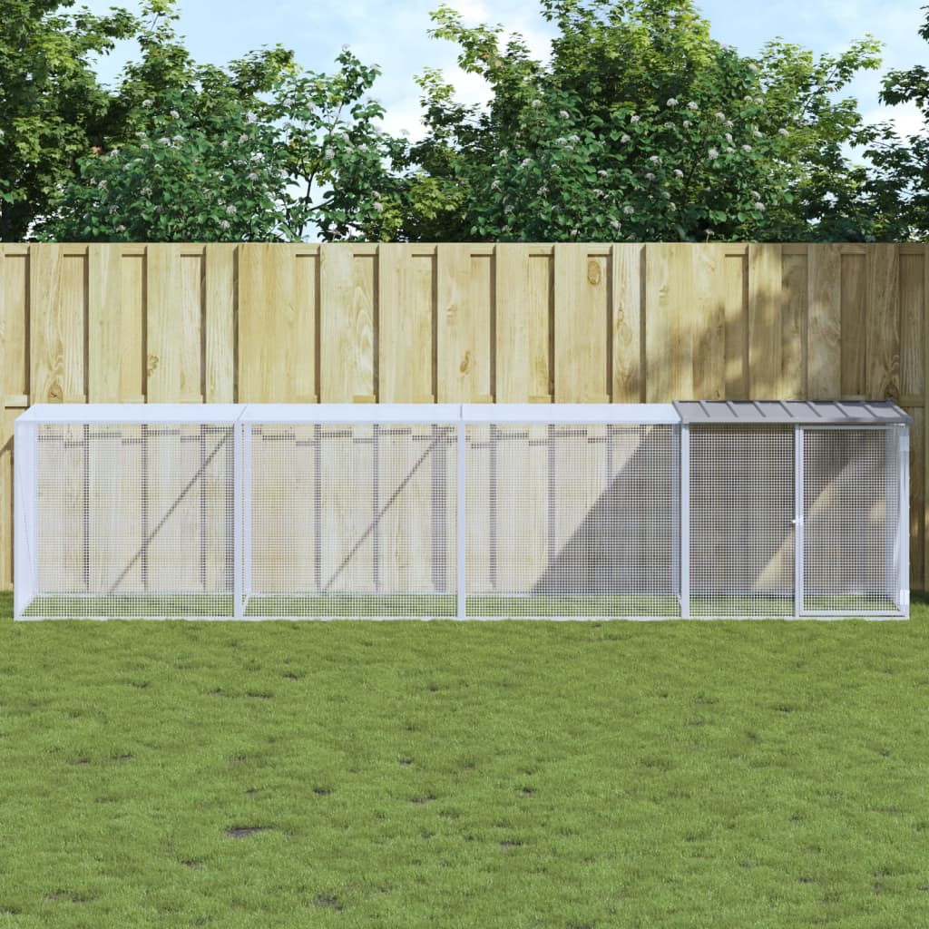 vidaXL Chicken Cage with Roof Metal Chicken Coop Animal House Galvanized Steel