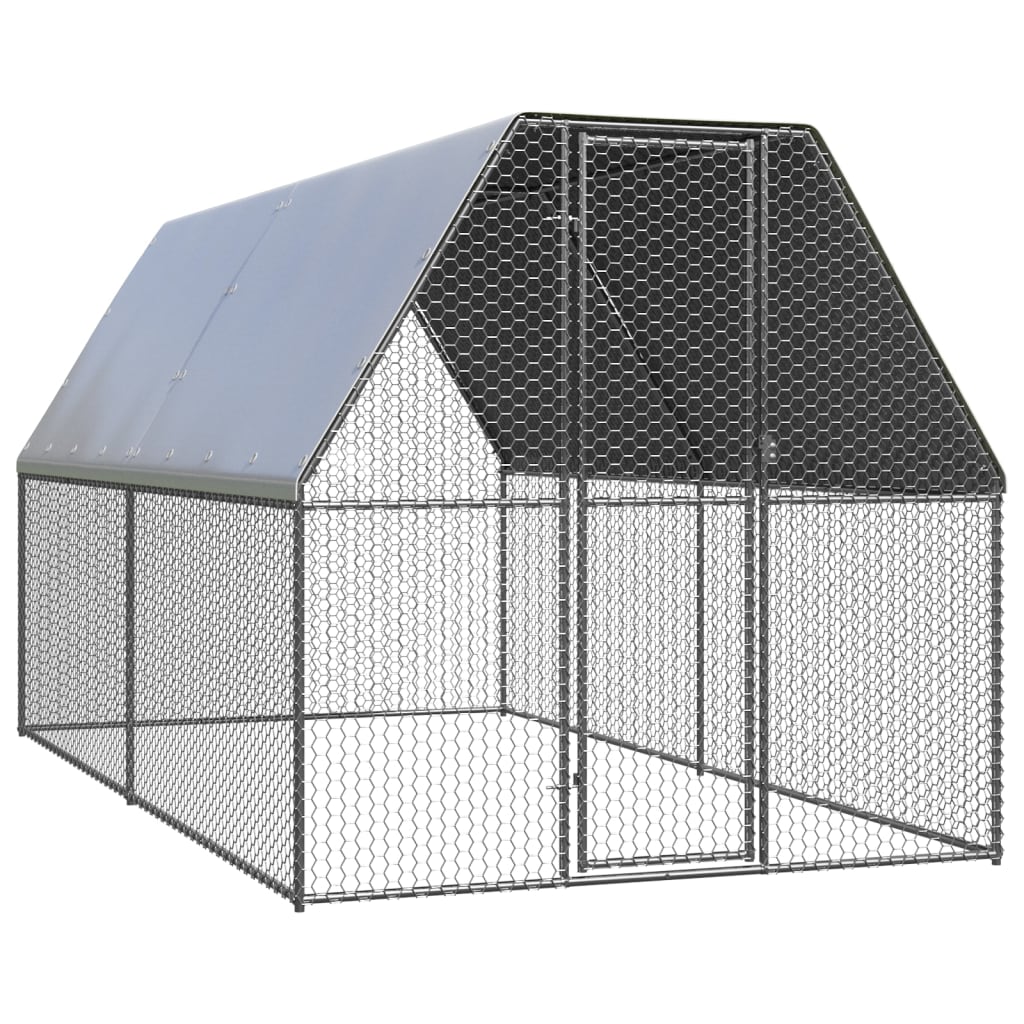 vidaXL Chicken Cage 6.6'x13.1'x6.6' Galvanized Steel