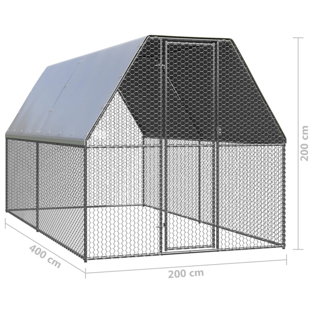 vidaXL Chicken Cage 6.6'x13.1'x6.6' Galvanized Steel