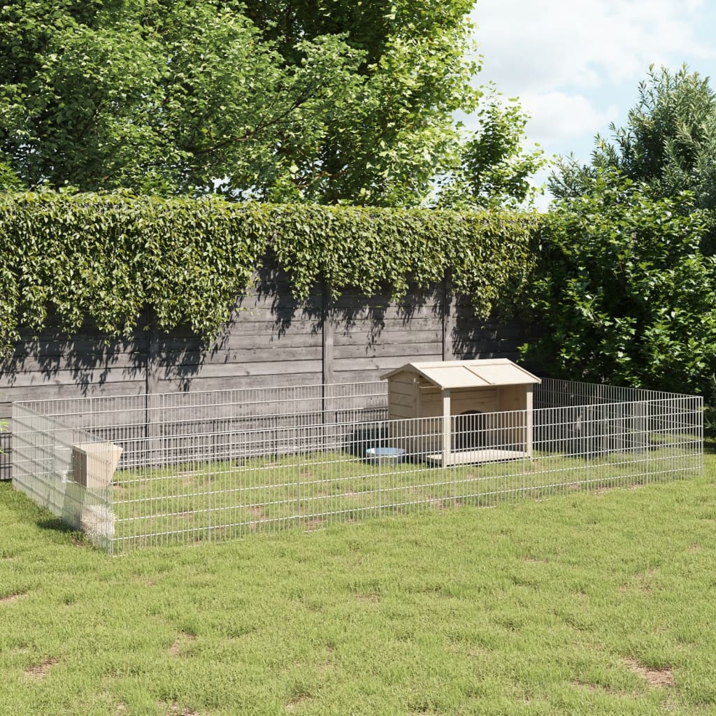 vidaXL Free Range Animal Enclosure 24-Panel 21.3"x23.6" Galvanized Iron