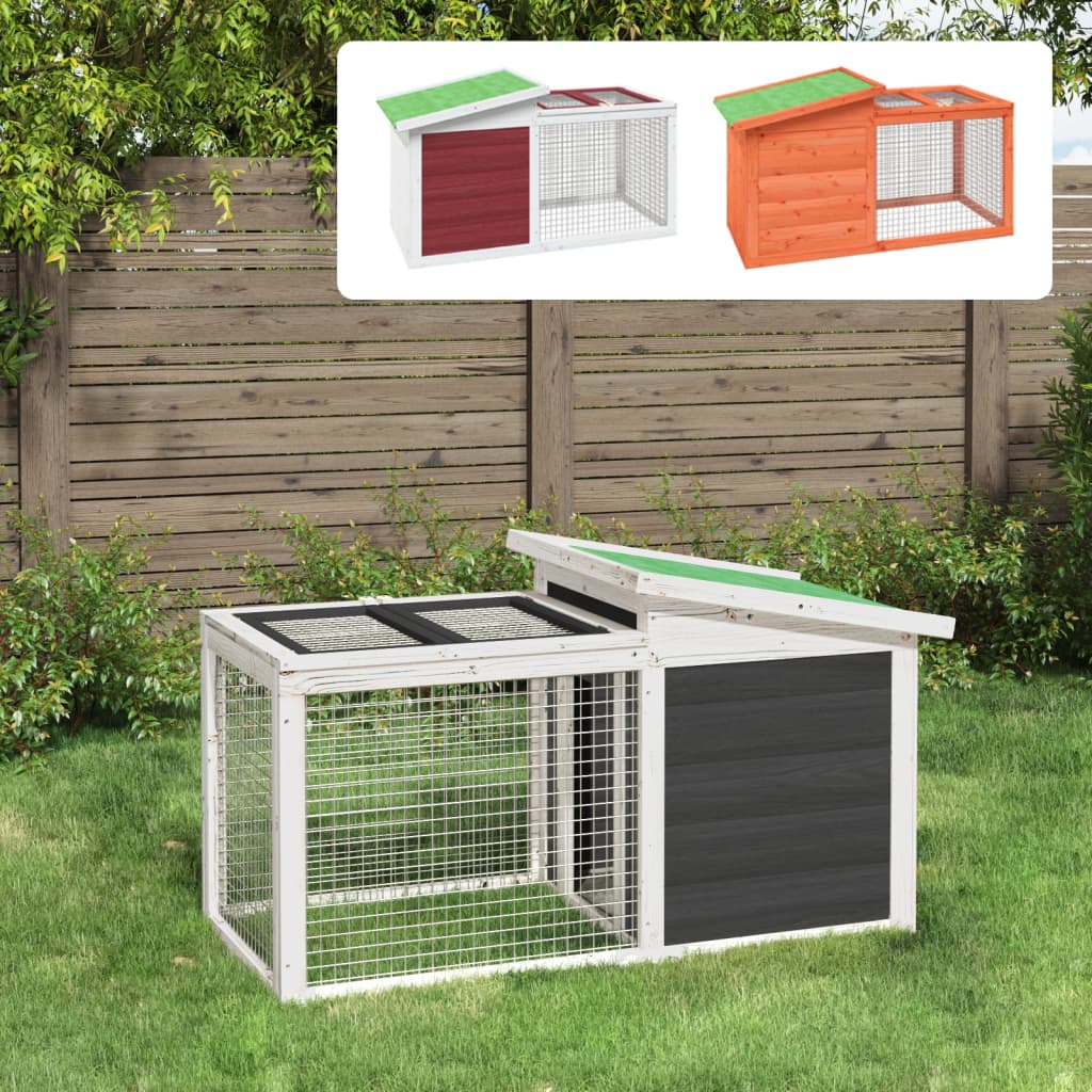 vidaXL Rabbit Hutch Brown 39.6"x21.3"x21.7" Solid Wood Pine